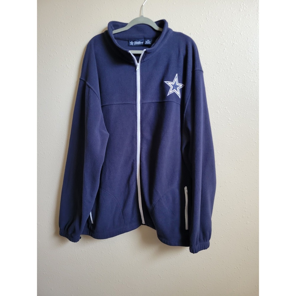 Dallas Cowboys Jacket‎ Mens Navy Blue NFL Football Fleece Full Zip Sz 4XT